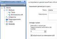 Selezionare la casella di controllo Includi record con eliminazione soft sulla pagina Informazioni generali